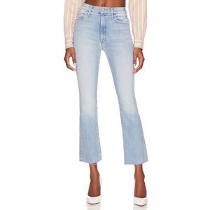 Mother The Hustler Ankle Fray High Rise Flare Jeans in Crossroads